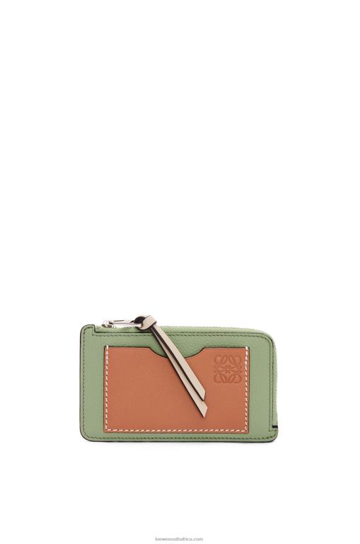 loewe_women_coin_cardholder_in_soft_grained_calfskin_206xf1338_rosemary_tan.jpg Loewe Women Coin cardholder in soft grained calfskin 206XF1338 Rosemary/Tan - Image 1