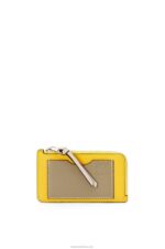 Loewe Women Coin cardholder in soft grained calfskin 206XF1394 Yellow/Clay Green