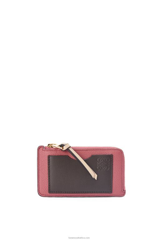 loewe_women_coin_cardholder_in_soft_grained_calfskin_206xf1395_plumrose_chocolate.jpg Loewe Women Coin cardholder in soft grained calfskin 206XF1395 Plumrose/Chocolate - Image 1