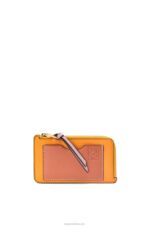 Loewe Women Coin cardholder in soft grained calfskin 206XF1408 Mandarin/Coral Reef