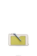 Loewe Women Coin cardholder in soft grained calfskin 206XF1416 Soft White/Lime Yellow