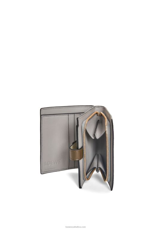 Loewe Women Compact zip wallet in soft grained calfskin 206XF1211 Sage Green/Dark Khaki Green - Image 3