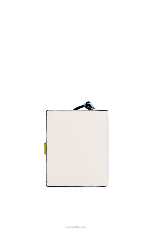 Loewe Women Compact zip wallet in soft grained calfskin 206XF1229 Soft White/Lime Yellow - Image 4