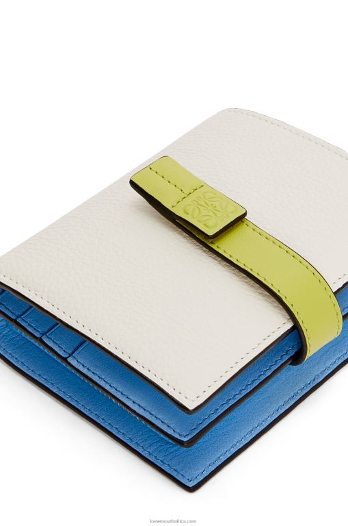 Loewe Women Compact zip wallet in soft grained calfskin 206XF1229 Soft White/Lime Yellow - Image 5