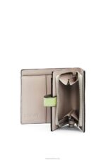 Loewe Women Compact zip wallet in soft grained calfskin 206XF1253 Pearl Grey/Light Pale Green - Image 3