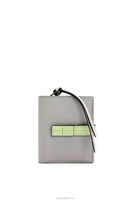 Loewe Women Compact zip wallet in soft grained calfskin 206XF1253 Pearl Grey/Light Pale Green