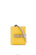 Loewe Women Compact zip wallet in soft grained calfskin 206XF1308 Yellow/Clay Green
