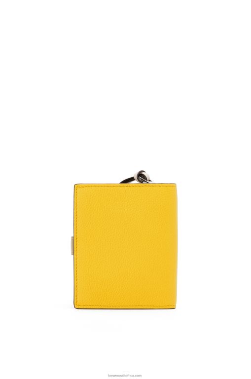 Loewe Women Compact zip wallet in soft grained calfskin 206XF1308 Yellow/Clay Green - Image 4