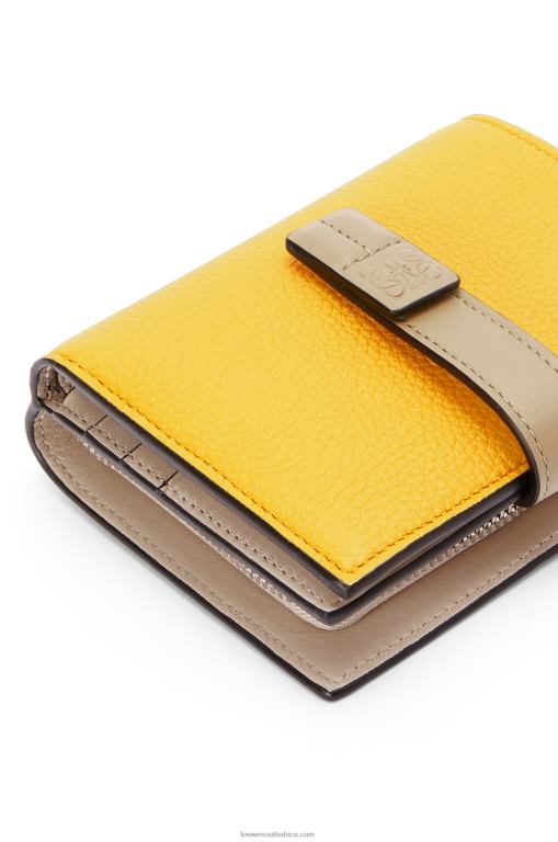 Loewe Women Compact zip wallet in soft grained calfskin 206XF1308 Yellow/Clay Green - Image 5