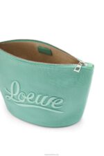 Loewe Women Cosmetic pouch in canvas and calfskin 206XF592 Fresh Mint - Image 3