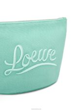 Loewe Women Cosmetic pouch in canvas and calfskin 206XF592 Fresh Mint - Image 4