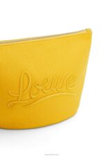 Loewe Women Cosmetic pouch in canvas and calfskin 206XF593 Yellow - Image 4