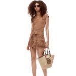 Loewe Women Crochet polo top in cotton 206XF867 Beige