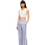 Loewe Women Cropped Anagram tank top in cotton 206XF905 White/Navy Blue
