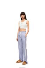 Loewe Women Cropped Anagram tank top in cotton 206XF905 White/Navy Blue