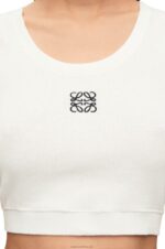 Loewe Women Cropped Anagram tank top in cotton 206XF905 White/Navy Blue - Image 4
