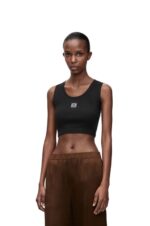 Loewe Women Cropped Anagram tank top in cotton 206XF906 Black/White - Image 2