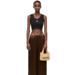 Loewe Women Cropped Anagram tank top in cotton 206XF906 Black/White
