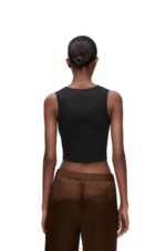 Loewe Women Cropped Anagram tank top in cotton 206XF906 Black/White - Image 3