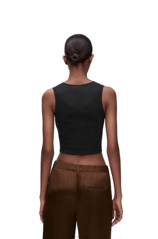 Loewe Women Cropped Anagram tank top in cotton 206XF906 Black/White - Image 3