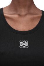 Loewe Women Cropped Anagram tank top in cotton 206XF906 Black/White - Image 4