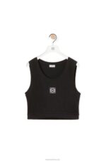 Loewe Women Cropped Anagram tank top in cotton 206XF906 Black/White - Image 5