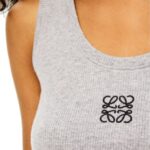 Loewe Women Cropped Anagram tank top in cotton 206XF950 Grey/Black