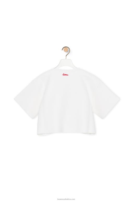 Loewe Women Cropped flower sweater in viscose cotton blend 206XF962 Optic White - Image 2