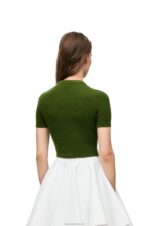 Loewe Women Cropped sweater in cashmere 206XF958 Forest Green - Image 3