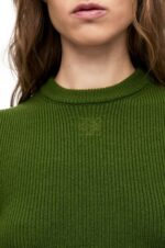 Loewe Women Cropped sweater in cashmere 206XF958 Forest Green - Image 4