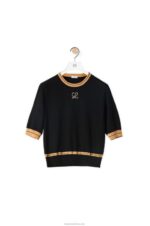 Loewe Women cropped sweater in wool 206XF1007 Black/Beige - Image 5