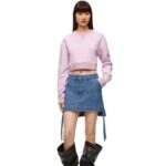 Loewe Women Cropped sweatshirt in cotton 206XF778 British Rose