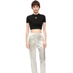 Loewe Women Cropped top in cotton 206XF888 Black