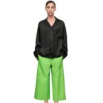 Loewe Women Cropped trousers in nappa 206XF1111 Fluo Green