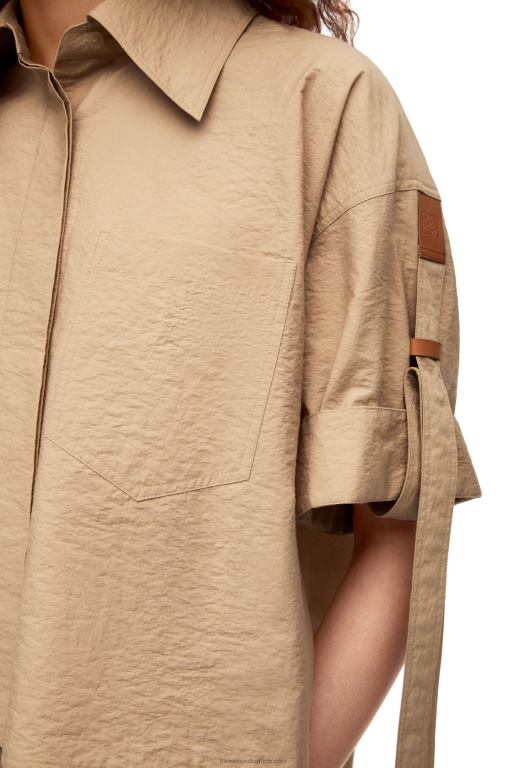 Loewe Women Cropped workwear shirt in cotton 206XF864 Taos Taupe - Image 4