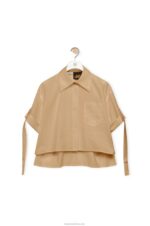 Loewe Women Cropped workwear shirt in cotton 206XF864 Taos Taupe - Image 5