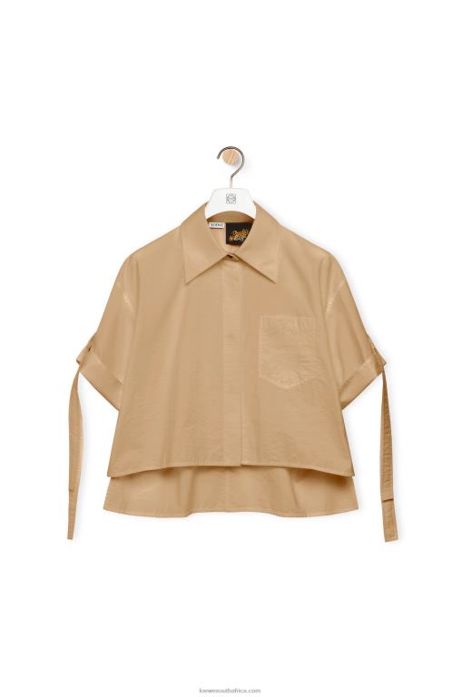Loewe Women Cropped workwear shirt in cotton 206XF864 Taos Taupe - Image 5
