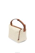 Loewe Women Cubi bag in Anagram jacquard and calfskin 206XF464 Ecru/Tan - Image 2