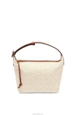 Loewe Women Cubi bag in Anagram jacquard and calfskin 206XF464 Ecru/Tan