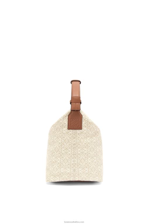 Loewe Women Cubi bag in Anagram jacquard and calfskin 206XF464 Ecru/Tan - Image 3