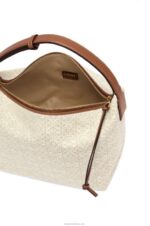 Loewe Women Cubi bag in Anagram jacquard and calfskin 206XF464 Ecru/Tan - Image 4