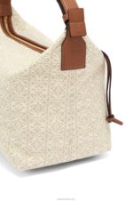 Loewe Women Cubi bag in Anagram jacquard and calfskin 206XF464 Ecru/Tan - Image 5