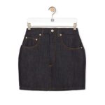 Loewe Women Curved mini skirt in denim 206XF1184 Raw Denim