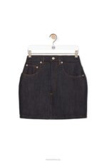 Loewe Women Curved mini skirt in denim 206XF1184 Raw Denim