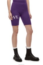Loewe Women cycling shorts in wool 206XF968 Purple - Image 2