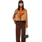 Loewe Women Deconstructed jacket in shearling 206XF1130 Desert/Burgundy