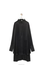 Loewe Women Deconstructed shirt dress in silk 206XF1099 Black - Image 4
