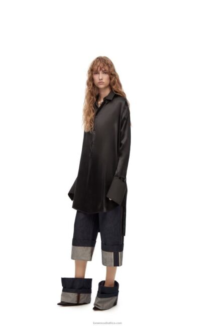 Loewe Women Deconstructed shirt dress in silk 206XF1099 Black