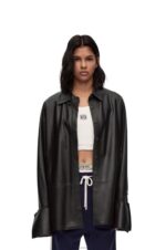 Loewe Women Deconstructed shirt in nappa lambskin 206XF887 Black - Image 2