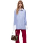 Loewe Women Deconstructed shirt in striped cotton 206XF916 Blue/White